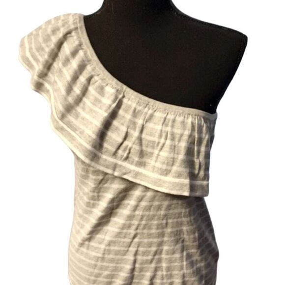 J. Crew Gray Striped One Shoulder Top Small - Picture 2 of 4